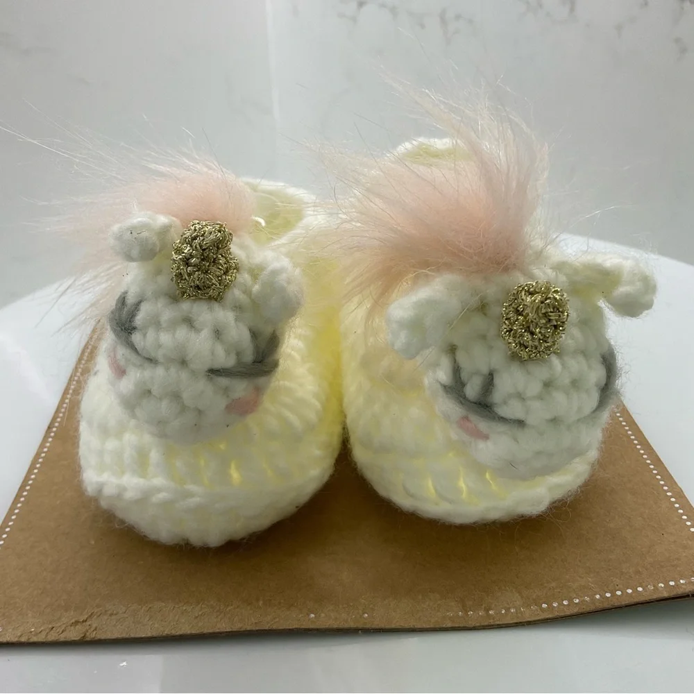 So’Dorable hand crocheted booties unicorn size 0-6M New